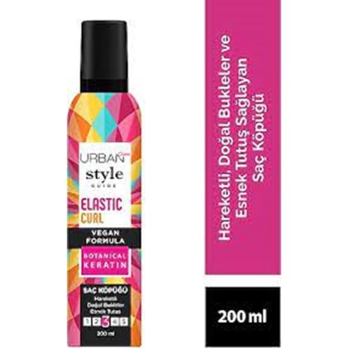 Urban Care Style Guide Elastic Curl Doğal Görünüm Sağlayan Saç Köpüğü-esnek Tutuş-vegan -200 ml